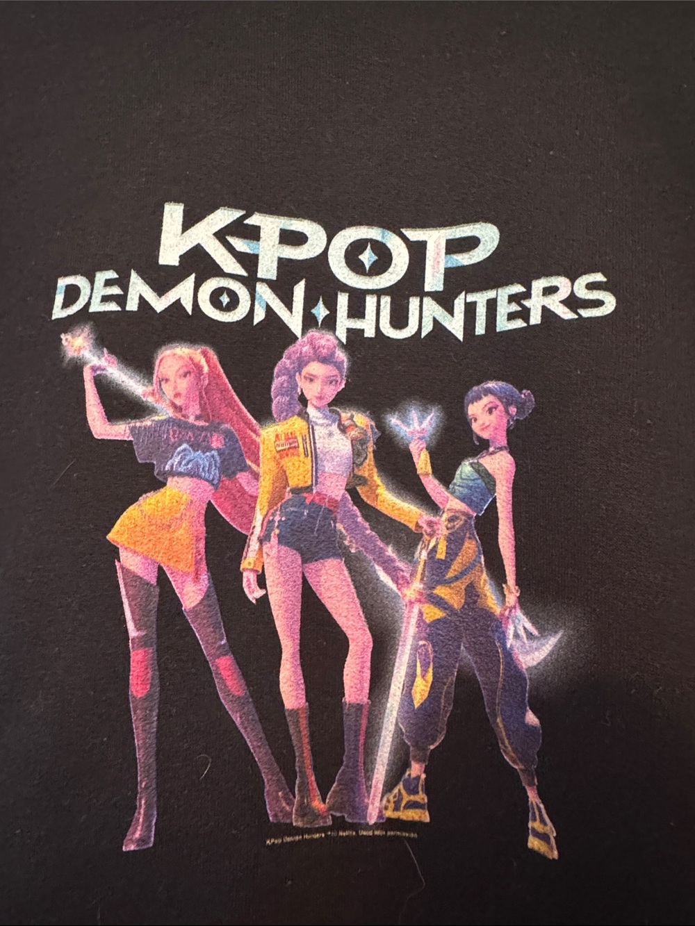 KPOP Demon Hunters Netflix Black Graphic Hoodie Size Large NWOT - Picture 4 of 8